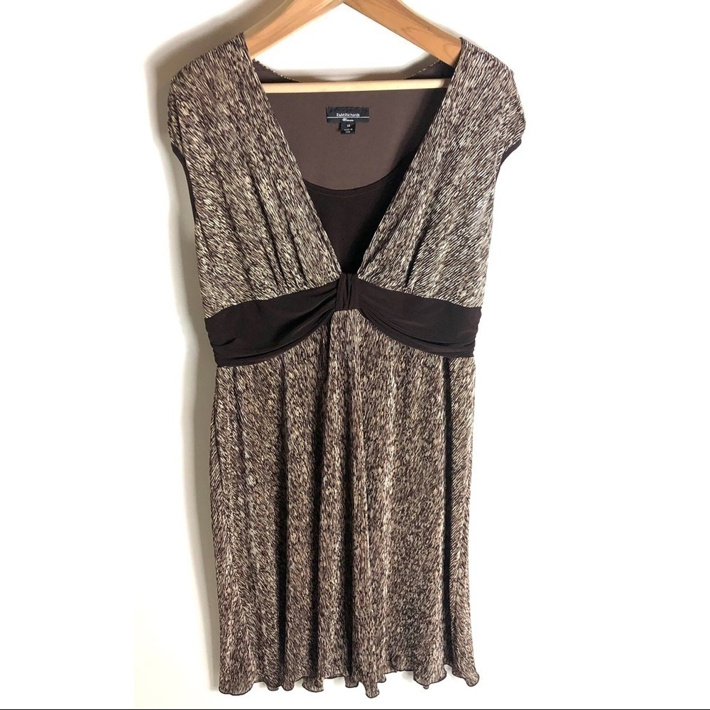 R&M Richards Womens 14 Brown Casual A Line Dress